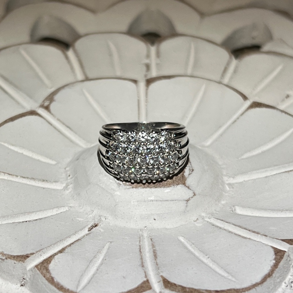 Glamorous Silver Pavé Dome Ring